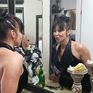 Suede/velvet cocktail dress.